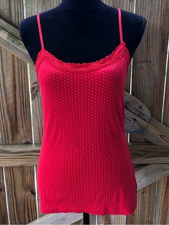 Faded Glory Other - Faded Glory Sleepwear Red Cotton with Pink Tiny Polka Dots Cami Style Tank Top M